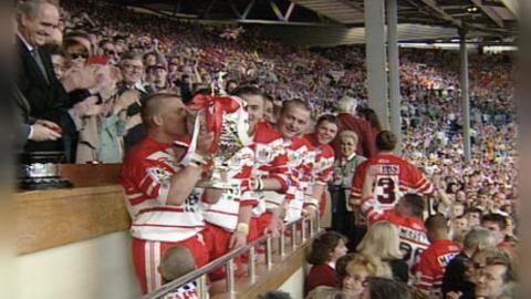 St Helens receive the Challenge Cup