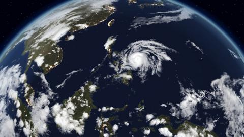 Satellite image of Typhoon Vongfong over the Philippines