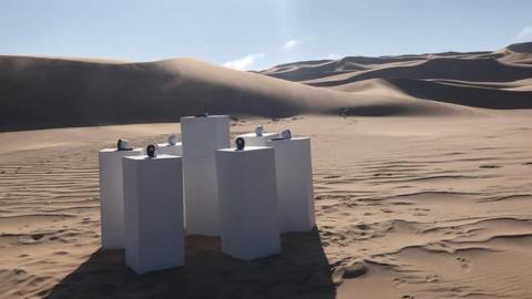 Sound installation in desert