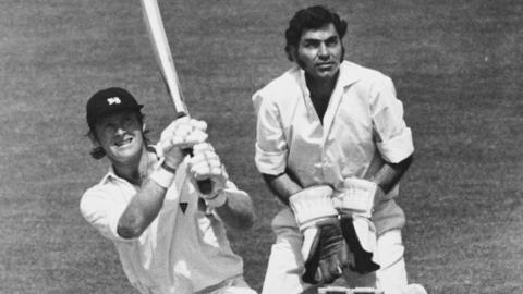 Dennis Amiss hit 137 in England's first World Cup tie against Farokh Engineer and India at Edgbaston in 1975
