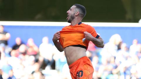 Ipswich Town's Conor Chaplin celebrates scoring against QPR