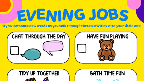 Preview of CBeebies Parenting chart for evening jobs.