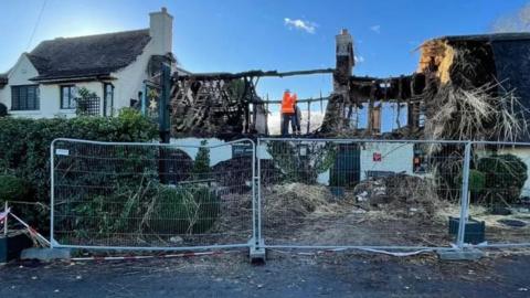 Fire damaged pub