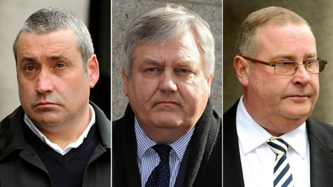 Three images Garry Vian, Jonathan Rees and Glen Vian, leaving the court of appeal
