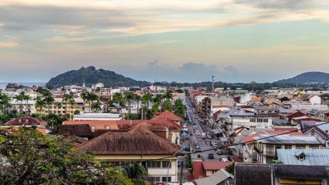 A general view of Cayenne, taken from the Ceperou Fort in French Guiana.