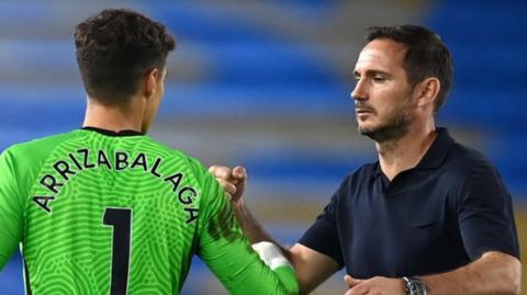 Kepa Arrizabalaga and Frank Lampard