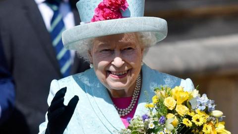 The Queen leaving St George's Chapel on Easter Sunday