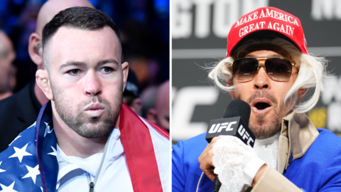 A split picture of Colby Covington in 2022 and 2023