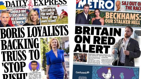 Daily Express and Metro front pages for 13 July 2022