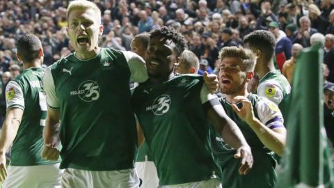 Plymouth Argyle celebrate a goal