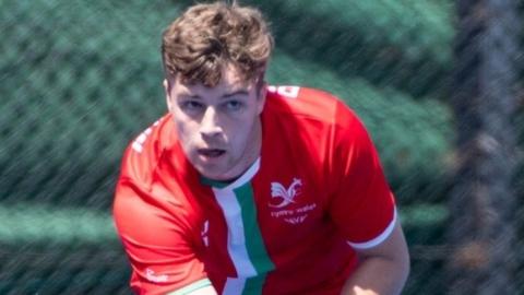 Rhys Bradshaw in action for Wales v South Africa