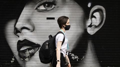 Woman in face mask