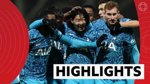 Tottenham players celebrate their 3-0 win against Preston