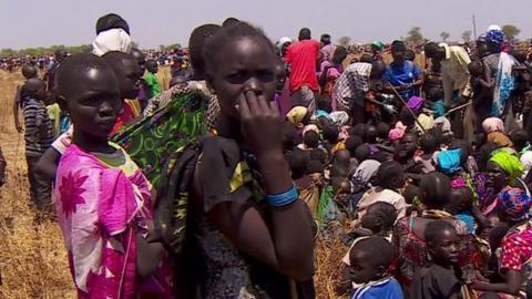 People queuing in South Sudan