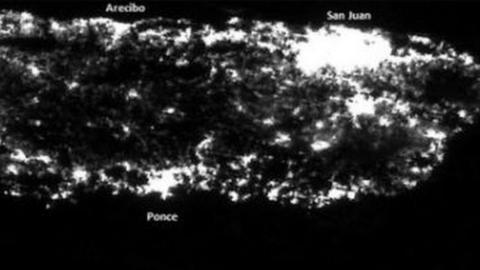 Satellite images show night in Puerto Rico