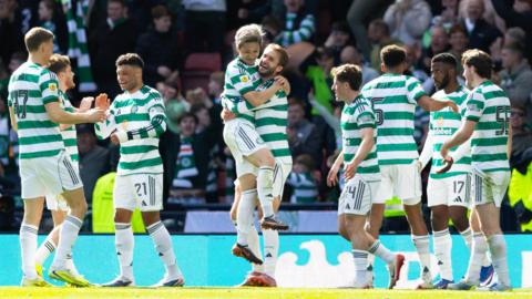 Celtic players celebrating