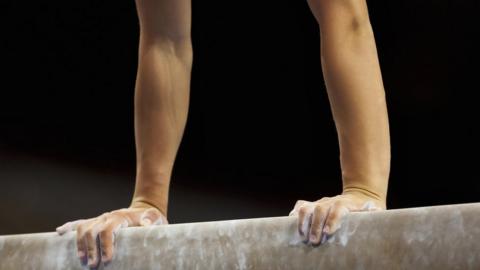 Gymnast's arms on bar