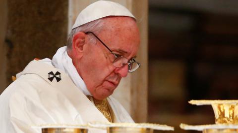 Pope Francis celebrates Mass in Saint John Basilica in Rome, January 21, 2017