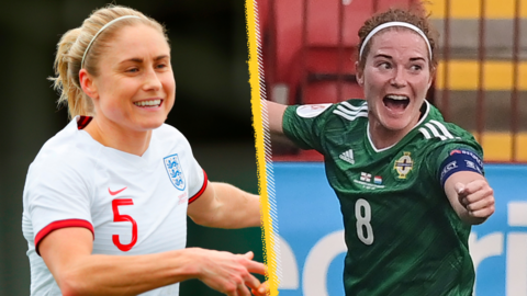A split picture of England's Steph Houghton and Northern Ireland's Marissa Callaghan