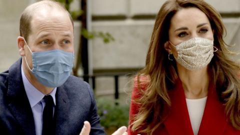 The Duke and Duchess of Cambridge talk with medical staff during a visit to St. Bartholomew"s Hospital in London, in October this year