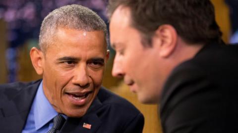 President Obama speaks to Jimmy Fallon on the Tonight Show