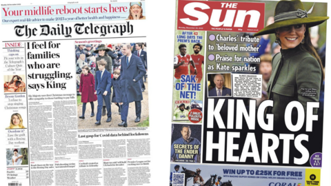 Daily Telegraph and The Sun headlines