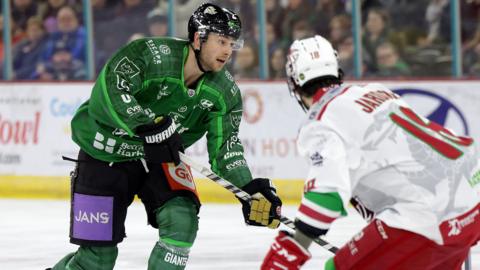 Action from Belfast Giants v Cardiff Devils