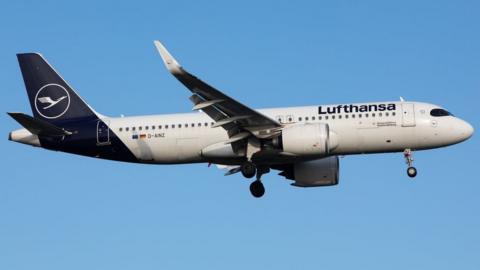 Lufthansa plane in the sky