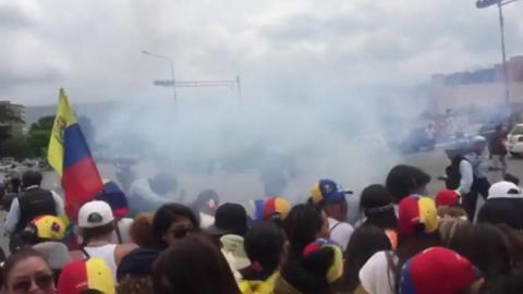Protesters in Venezuela.