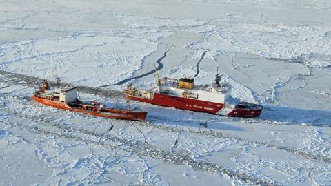 Russian icebreaker travels towards Nome to deliver fuel, 2012