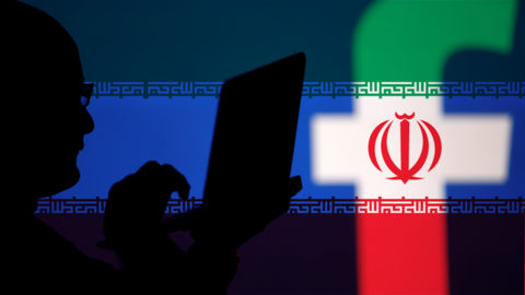 Iran flag over Facebook logo