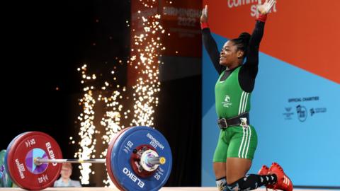 Rafiatu Folashade Lawal in action at the Commonwealth Games in Birmingham