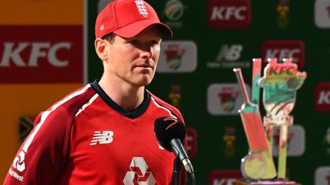 Eoin Morgan speaks to the media