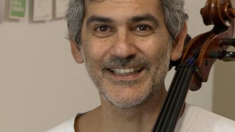 Jorge Bergero, the founder of Music for the Soul, with his cello