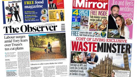 The Observer and the Sunday Mirror front pages 21 August 2022