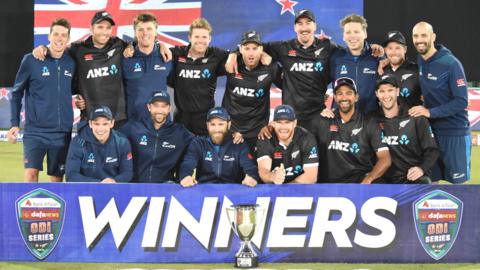 New Zealand with the ODI series trophy