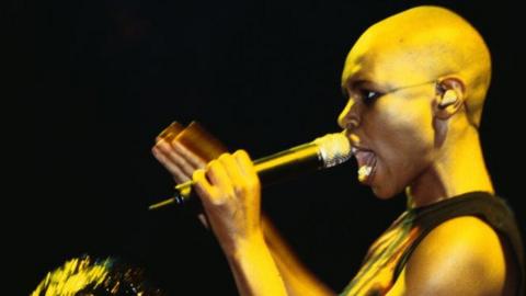 Skin headlining Glastonbury Festival with Skunk Anansie in 1999