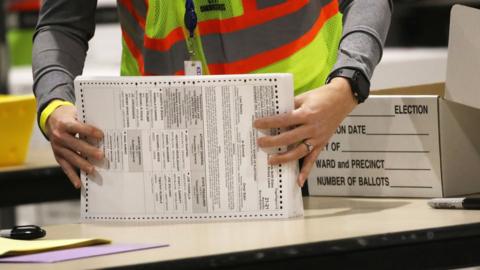 Ballots being collated at counting centre in Philadelphia