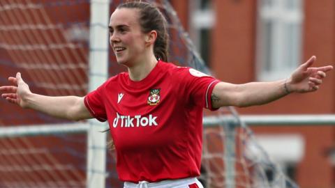 Wrexham's Rosie Hughes celebrates a goal