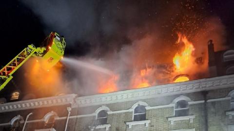 Blaze sweeping through property in South Kensington