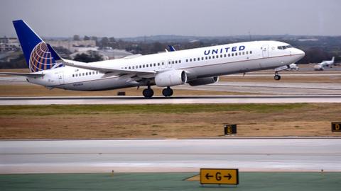 A United Airlines flight taking off (file photo)