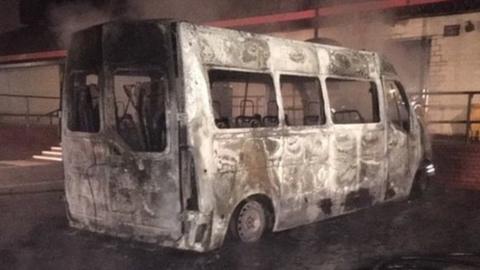 Burnt out bus