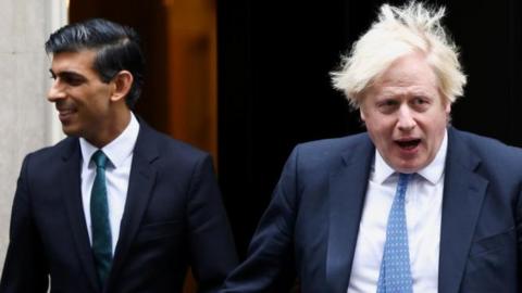 Former Prime Minister Boris Johnson and current PM Rishi Sunak