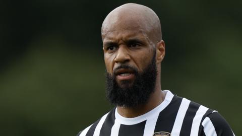 David McGoldrick waits for the ball in the middle of Notts County's pre-season friendly with Shrewsbury