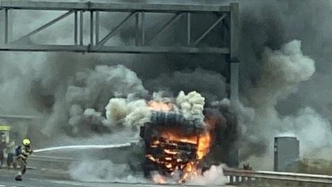 M1 lorry fire