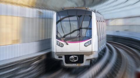 An underground train in a tunnel