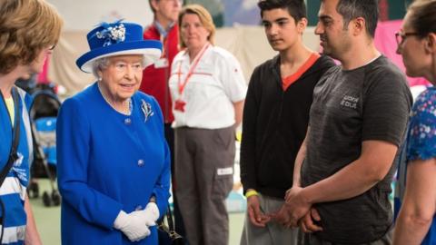 The queen visited those affected by the fire