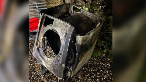 Burned out tumble dryer