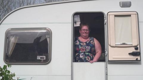 Susan Fraser in her caravan