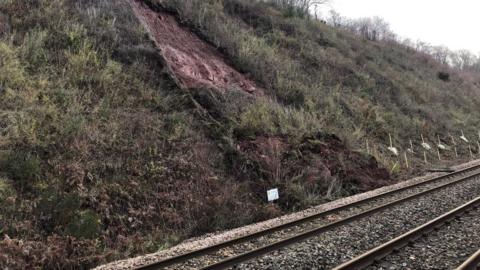 The landslip on the Severn Estuary Line